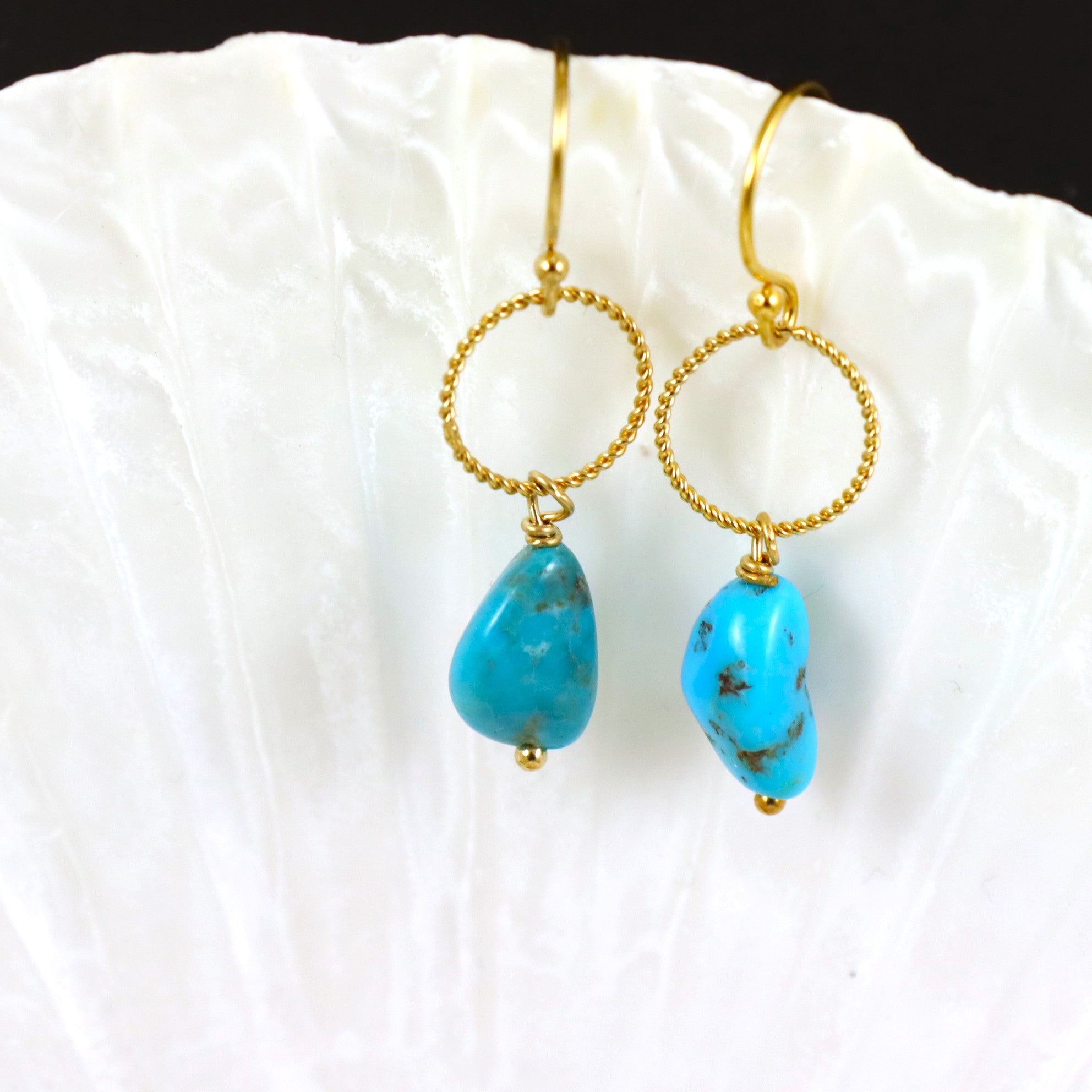 Turquoise and gold drop on sale earrings