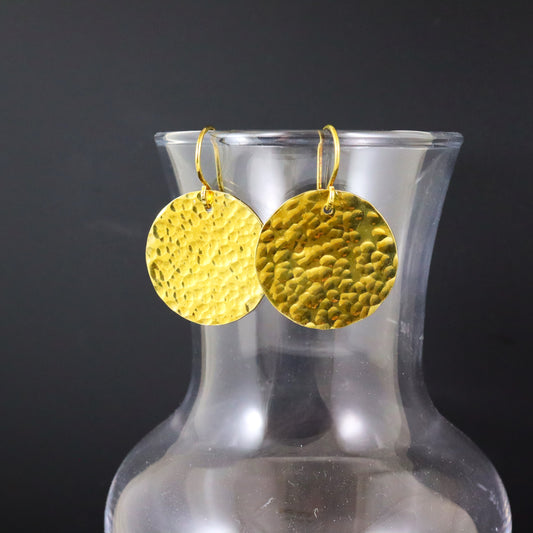 X Large Hammered Disc Earrings