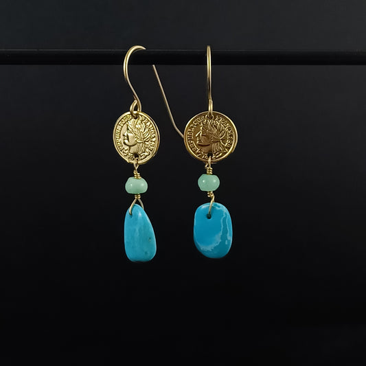 Turquoise Coin Earrings