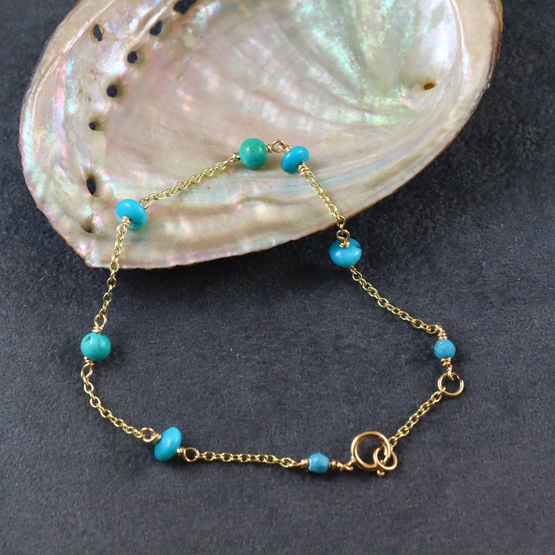 9ct Gold Turquoise Bracelet - Karen Morrison Jewellery